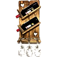 Los mejores  - Botellero de Madera para Vino - Rústico y Hecho a Mano- para Pared - Decoración para Colección de Vinos- Vinoteca- Cava
